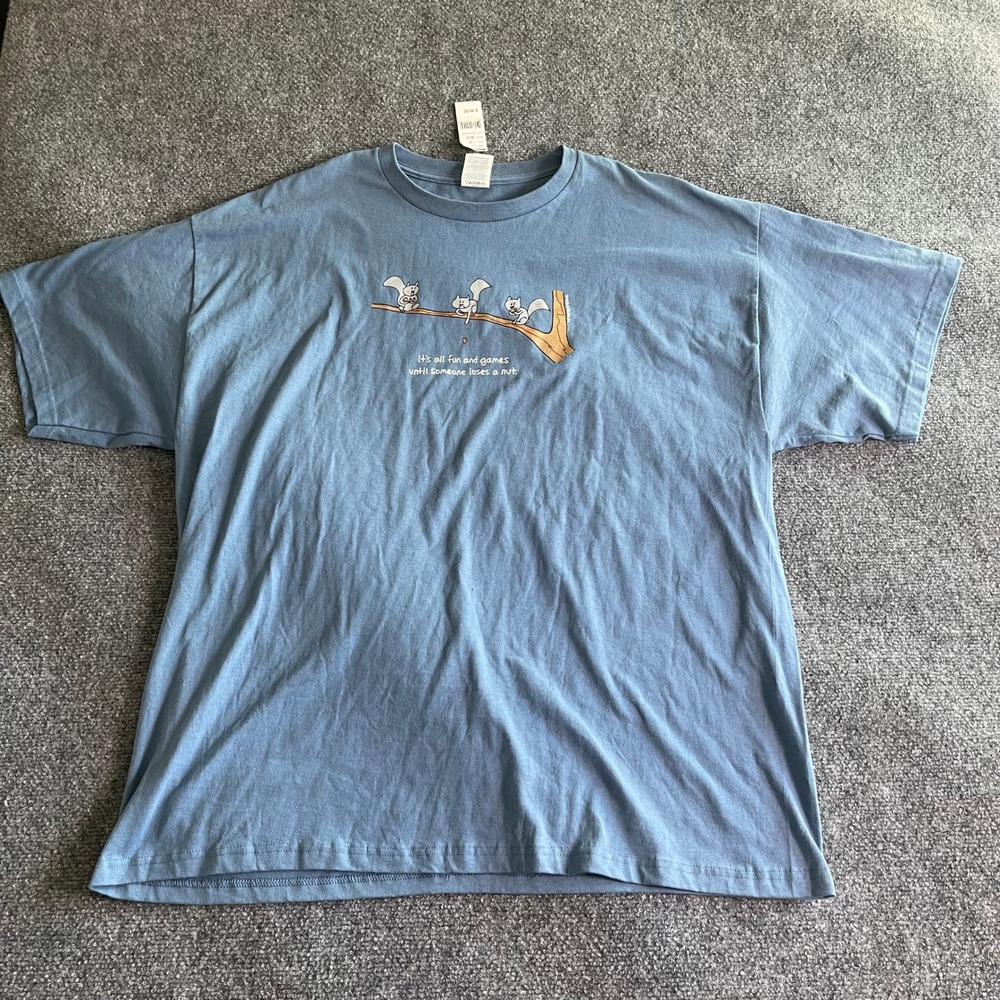 Delta Pro Weight Mens Blue Squirrel Humor Graphic T-Shirt XXL New With Tags